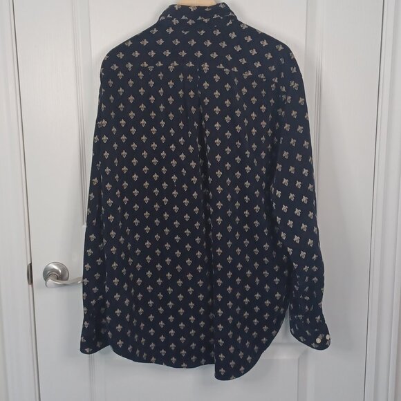 Vintage Tommy Hilfiger Fluer-de-Lis Shirt Men XL Blue Y2K  Corduroy 100% Cotton - Picture 3 of 6